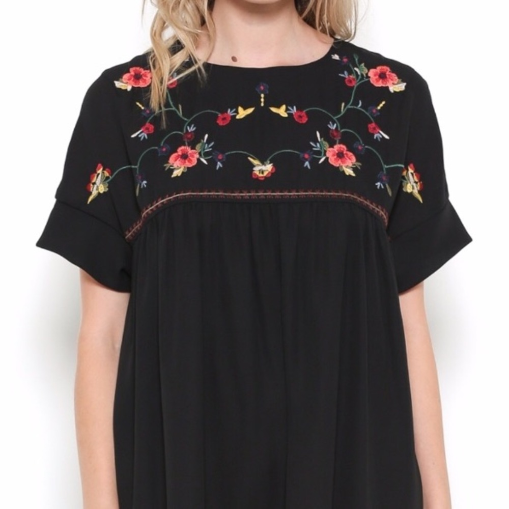 SOLD OUT Embroidered Babydoll Dress - Picture 4 of 4